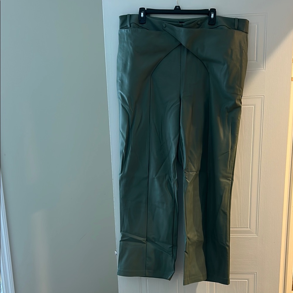Eloquii Stylish Green Leather Style Pants Plus Size